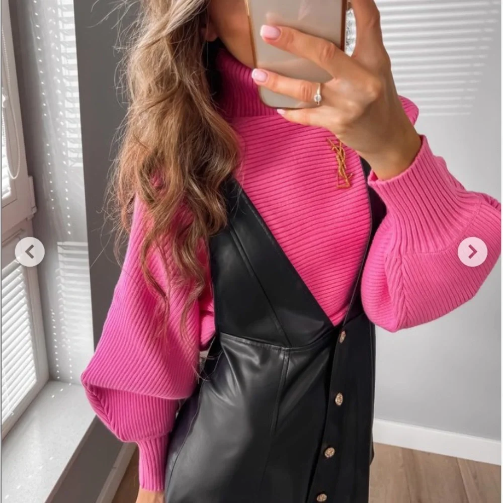 🦋 Bloggers Favorite 🦋 NEW ZARA PINK HIGH NECK KNIT SWEATER SZ M REF. 5536/123 - Picture 4 of 13